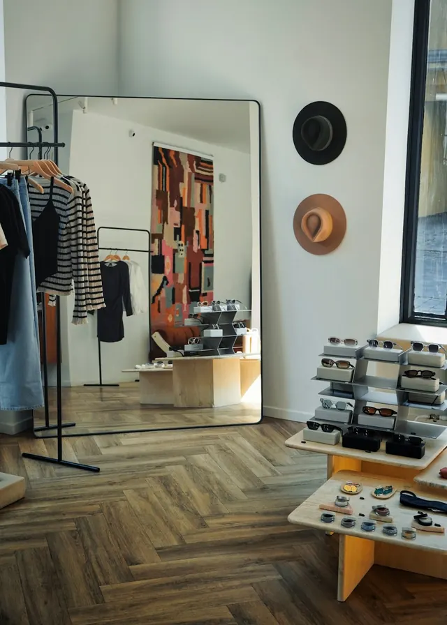 Interior of a minimalist fashion store